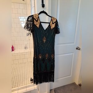 1920s green/gold gatsbys dress